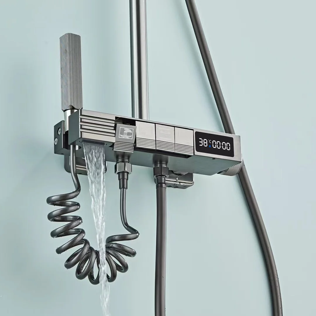 MCBKRPDIO water plated grey modern digital display piano Shower head Shower head New lamp with hot and cold pressurized shower