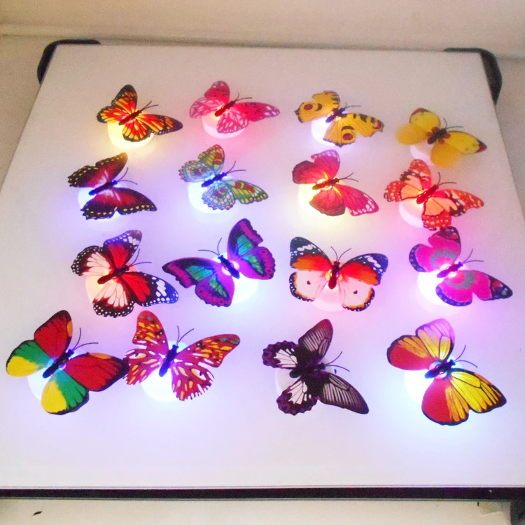 Led Sticker Light PVC Butterfly LED Night Light Colorful Butterfly Wall Sticker with Gift Box Package