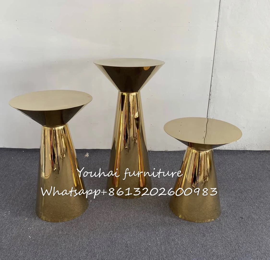 Customized Mirror Wedding Gold Stainless Steel Round Cylinder Plinth For Wedding Decoration