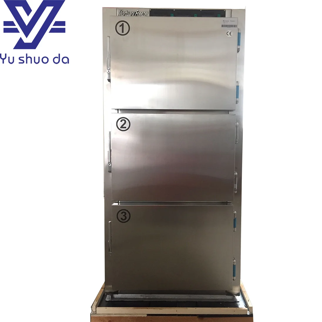 Customizable hospital refrigeration equipment 3 bodies morgue freezer with moving trays