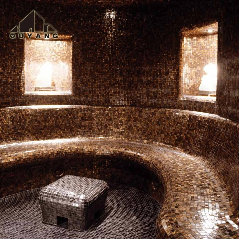 QUYANG Wholesale Home Decoration Popular Gold Coppery Brass Mosaic Wall Decoration Tile Metal Mosaic