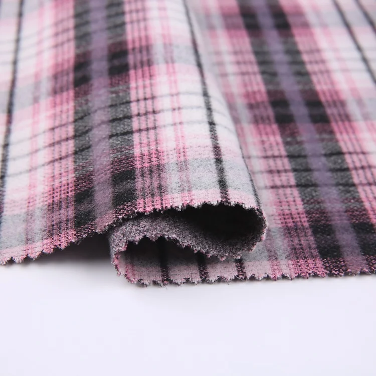 TR 370gsm heavyweight brushed sueded woven plain dye uniform school check pattern fabric for coat or dress