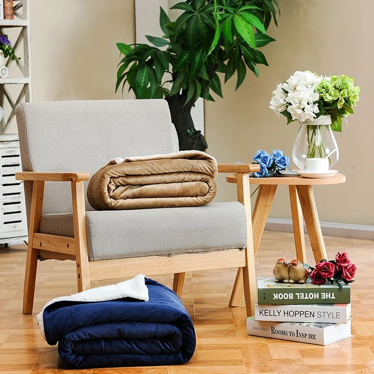 China manufacture fleece white plain double ply blanket sherpa blanket for bedroom