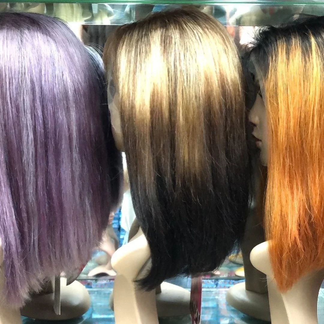 Long human hair white yellow purple wigs cosplay red purple blue,extra large lace wigs,rainbow human hair blend lace front wigs