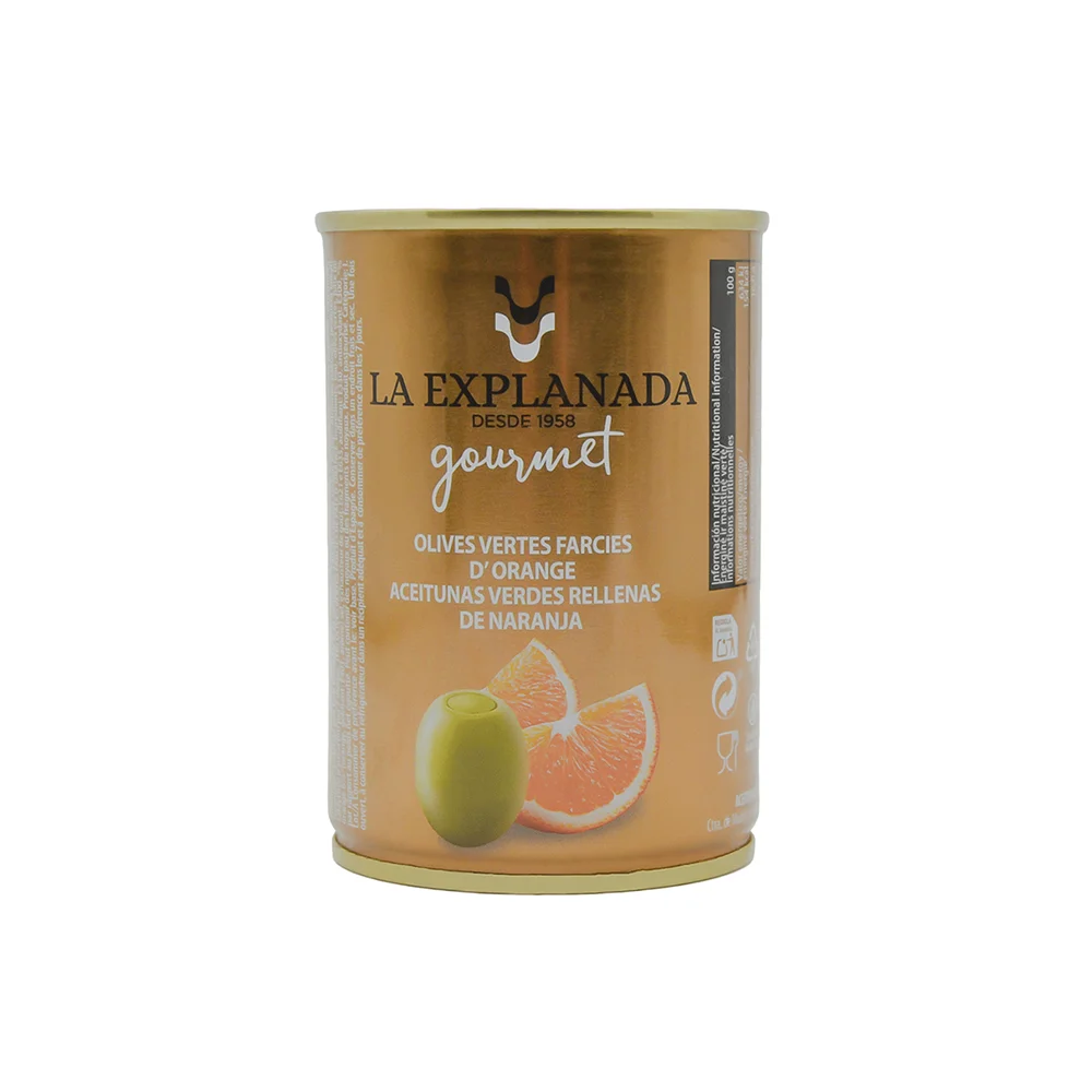 Best Selling Excellent Quality Tasty Appetizer Standard Maturity Orange Stuffed Manzanilla Green Olives