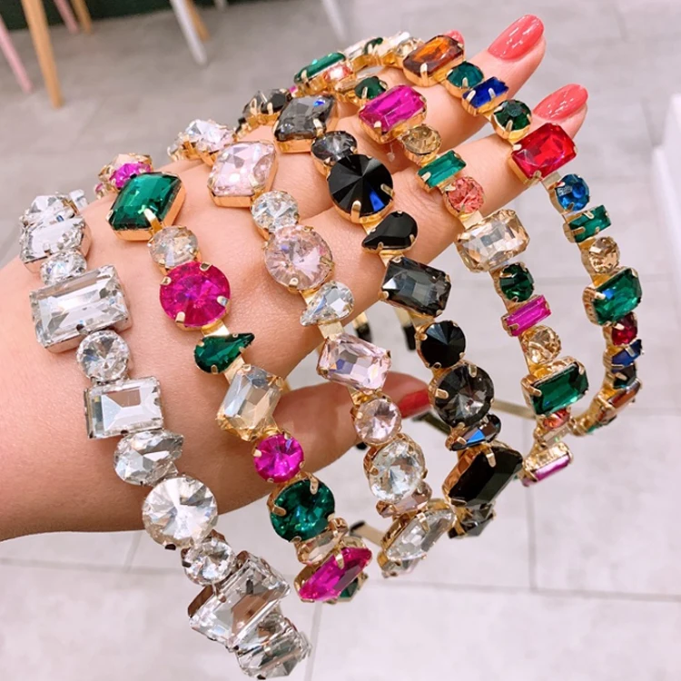 
Big Sparkly Crystal Headband Women Rhinestone Hair Band Irregular Baroque Headband Crystal 