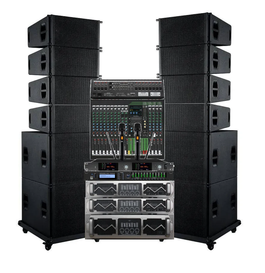 Однократные 12-дюймовые линейные громкоговорители с однократным 18-дюймовым сабвуфером мощная наружная линейная звуковая система