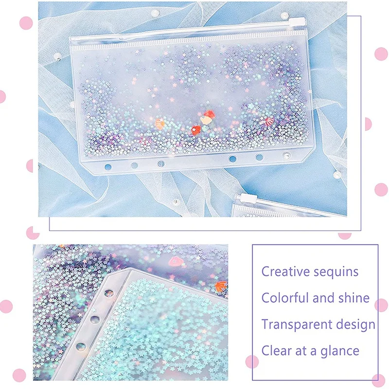 custom Binder Cash Envelopes PVC Budget zipper  Envelopes for 6 Ring Refillable Binder Notebook Planner