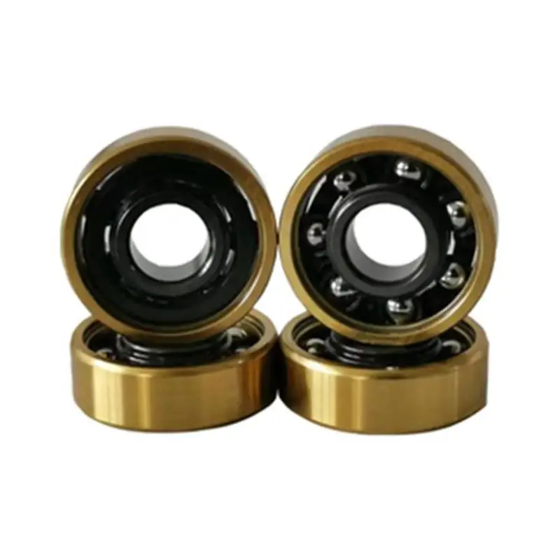 High Speed Titanium Gold Ceramic Skateboard Bearing Customized For Cruising