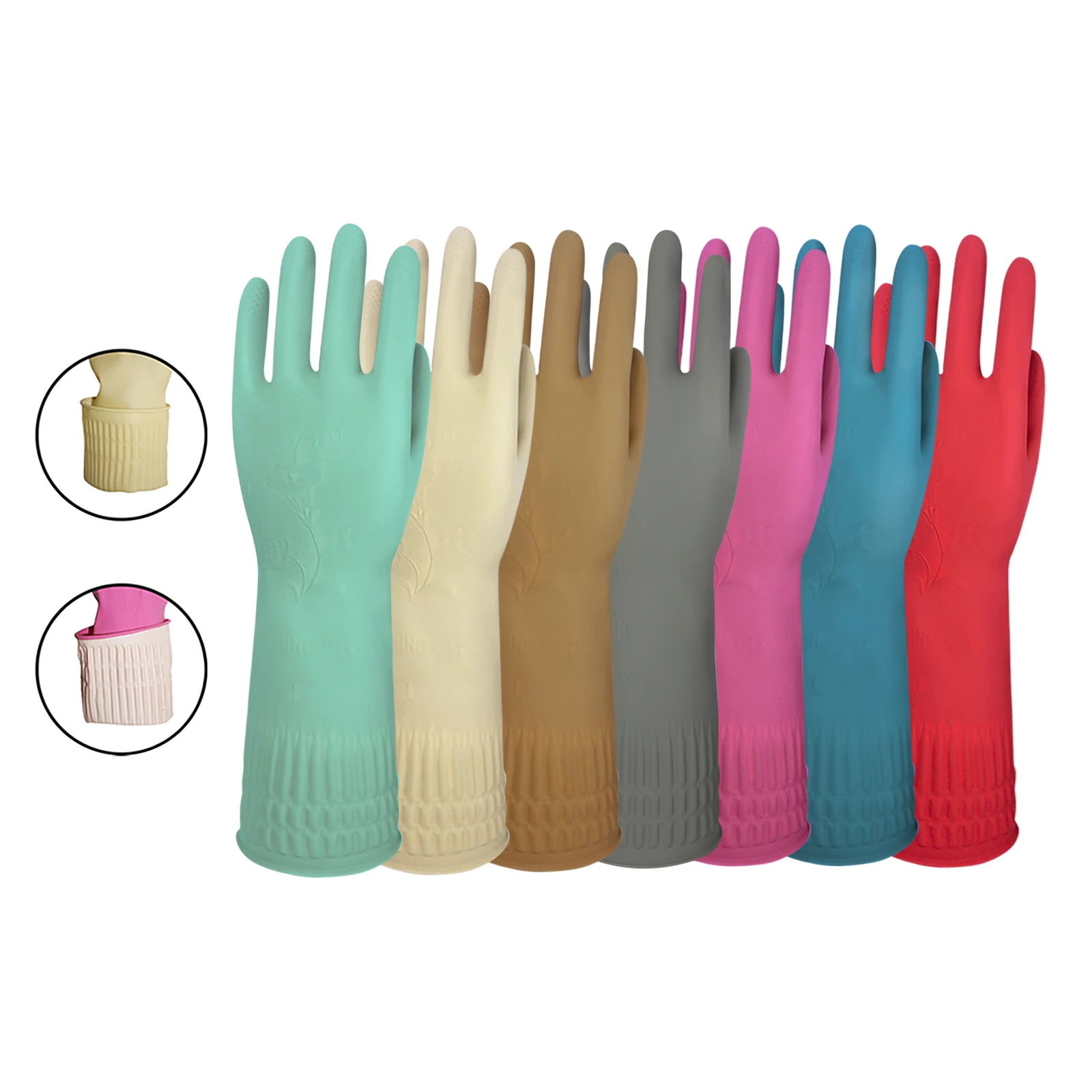 Custom Logo 38cm Long Reusable Household Gloves Kitchen Cleaning Dishwasing Latex Rubber Hand Gloves