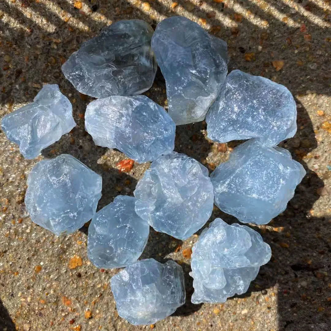 Wholesale Price Many Size Natural Blue Celestine Rough Raw Healing Rock Celestite Stone For Home Decoration