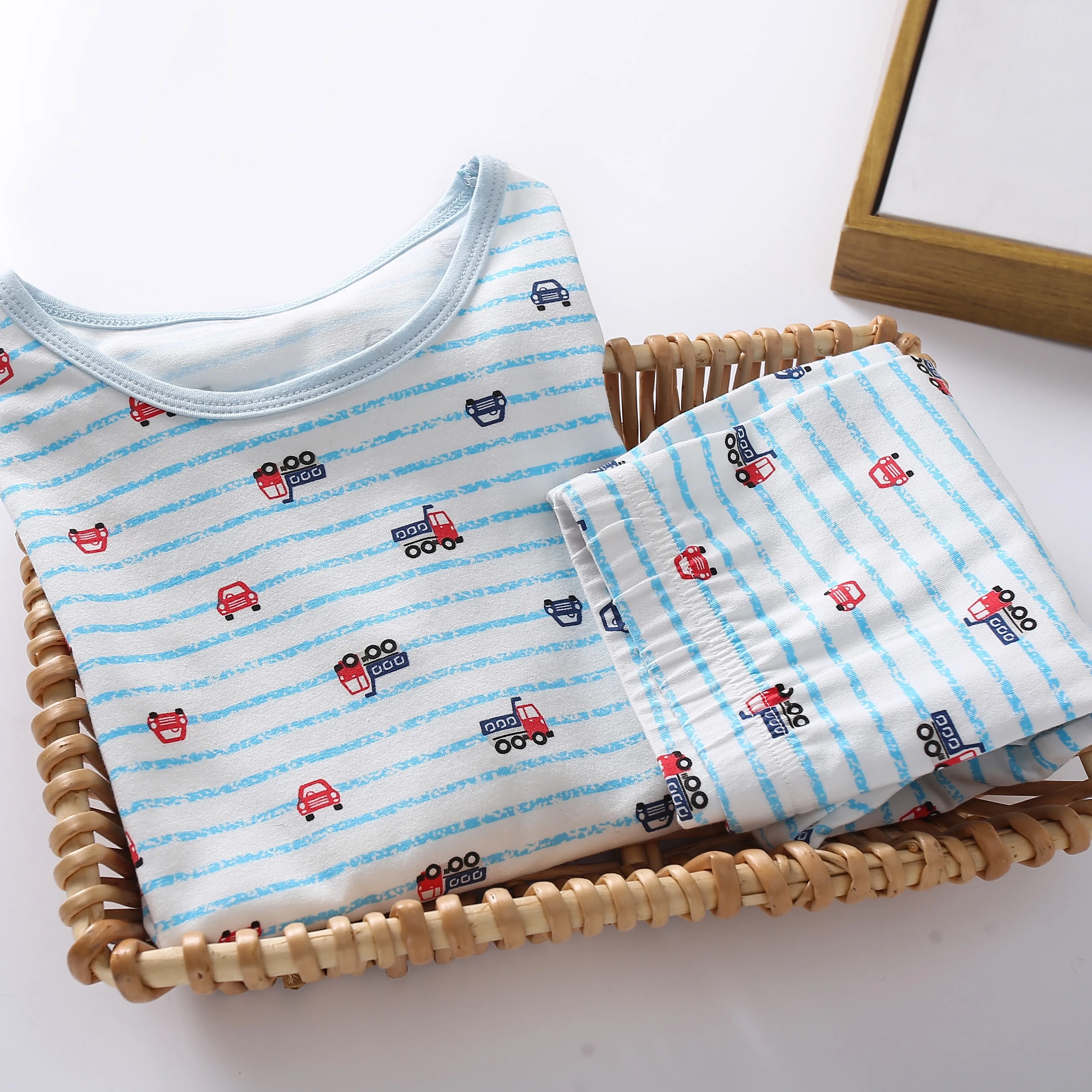 Spring And Autumn Personalized Blank Pajama sets Winter Korean Print Long Sleeve Sleepwear For Kids and Baby