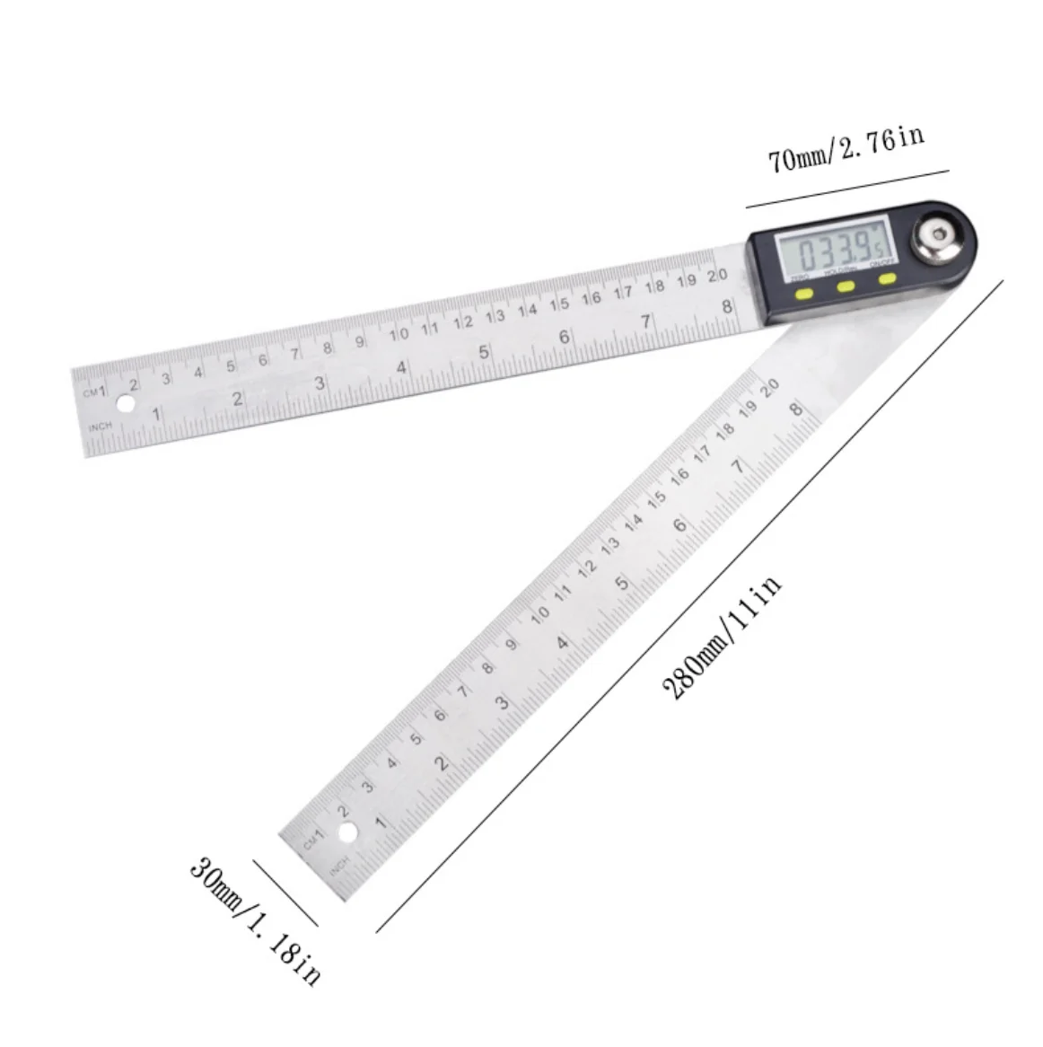0-200mm Transparent Digital Display Goniometer Protractor L-Square Woodworking Ruler 360 Degree Angle Electrical Instruments