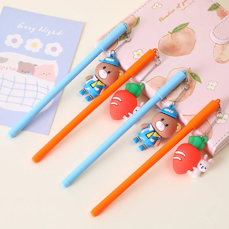 Новая модная мультяшная гелевая ручка с одним кулоном для фруктов и животных морковный кролик медведь аксессуары подарок студентов оптовая продажа