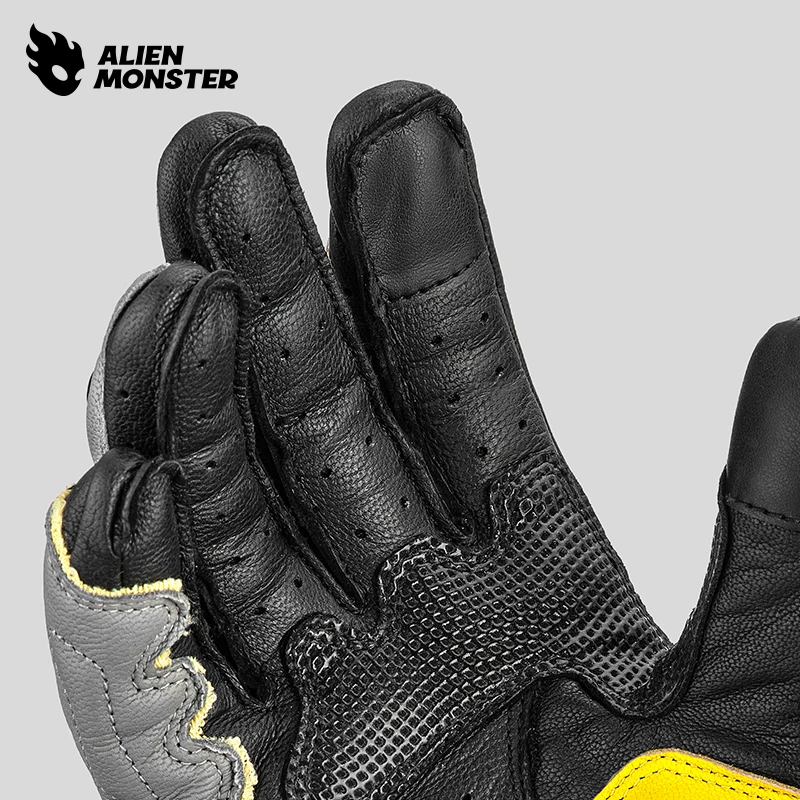 ALIEN MONSTER High Quality Racing Gloves Leather Carbon Fiber Shell Windproof Motorcycle Riding Gloves