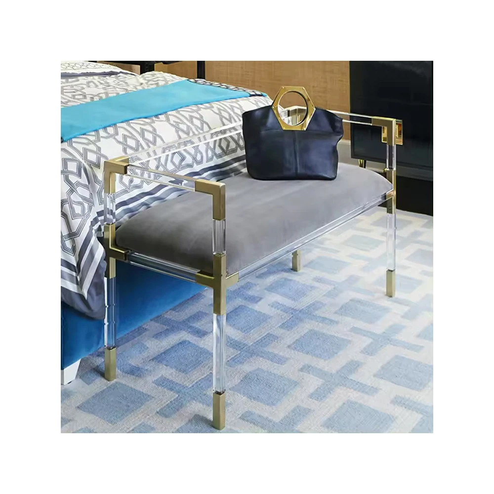 Factory Price Acrylic Leisure Chair Sofa Stool Bed End Stool  Acrylic Clean Bench  For Living Room