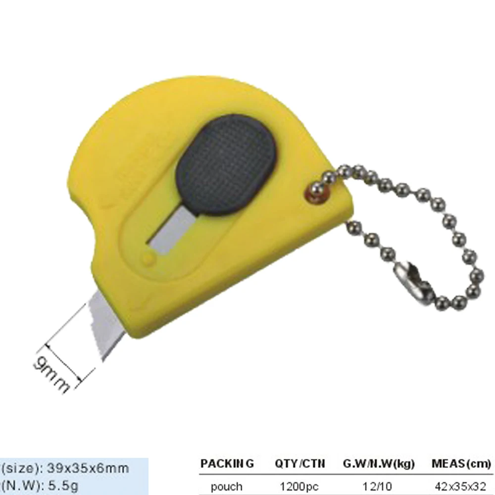 Small life plastic folding type knife microtouch knife key ring can be attached