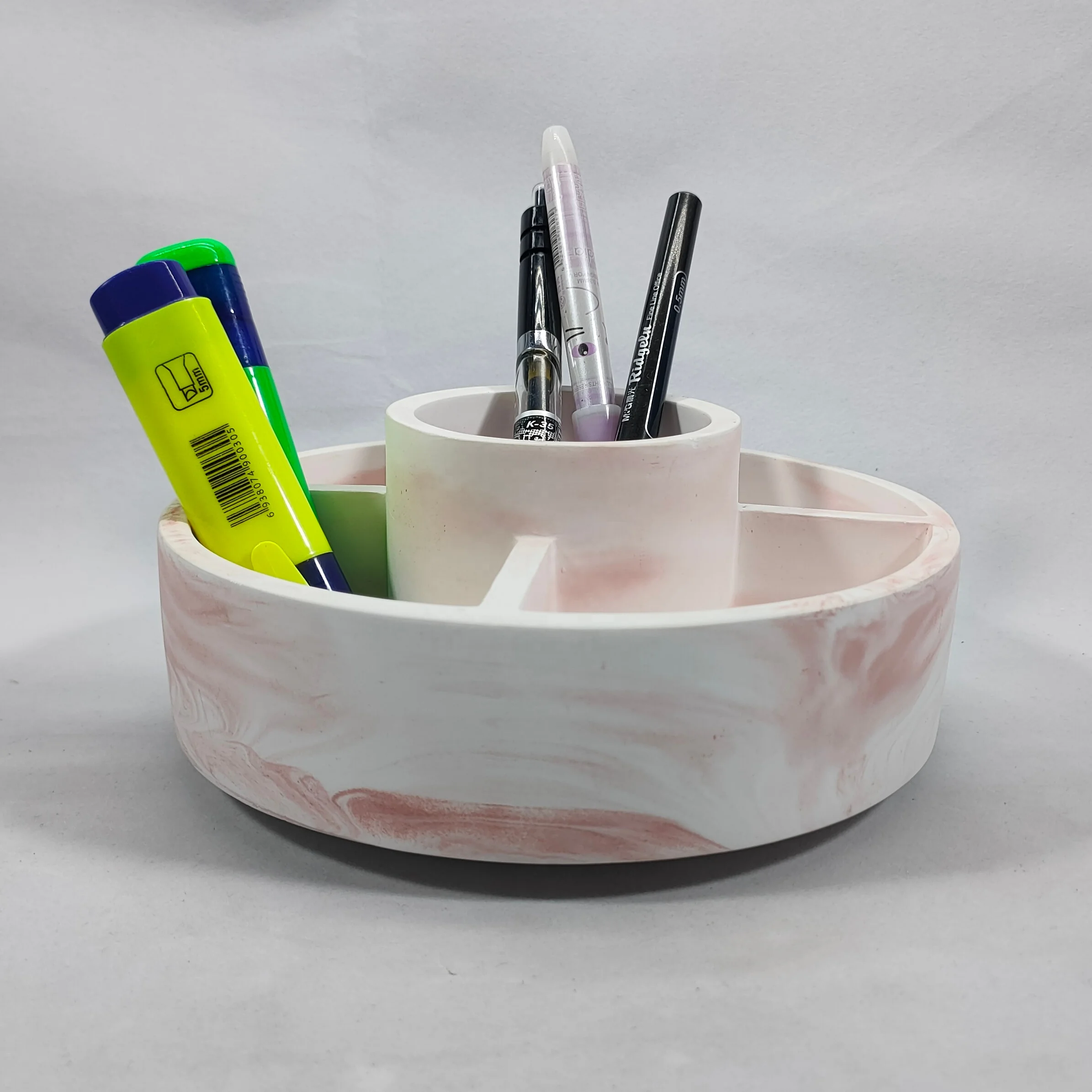 Простой стильный вращающийся настольный органайзер с эффектом мрамора, держатель для ручек