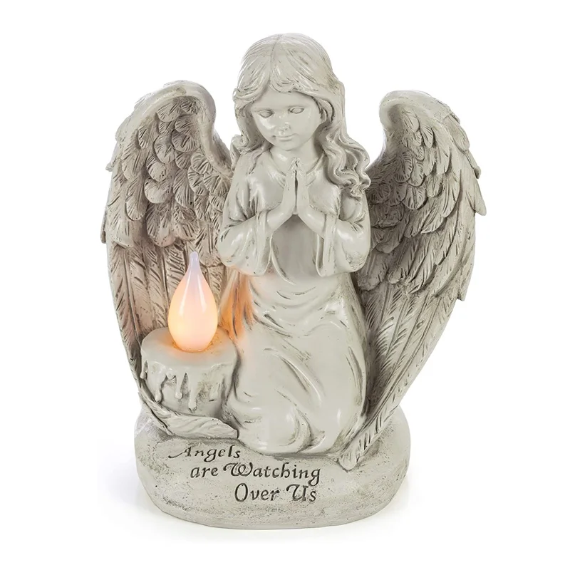 Garden Light Praying Angel Watching Over Us Solar Powered LED Outdoor Decor Resin Craft