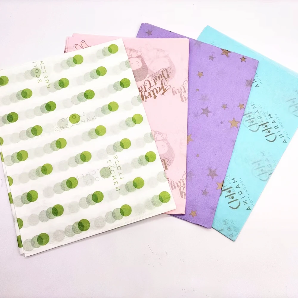 Printed Brand Logo Custom Tissue Paper Packaging Gift Wrapping Paper Sheets For Shoes Clothing