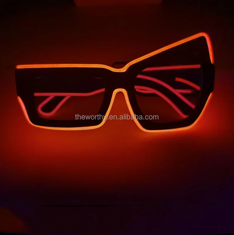 T-Worthy NEW Halloween Glowing EL LED Glasses Wireless Light Up Glasses Cool Girl Boy Costume Festival Party Sunglasses