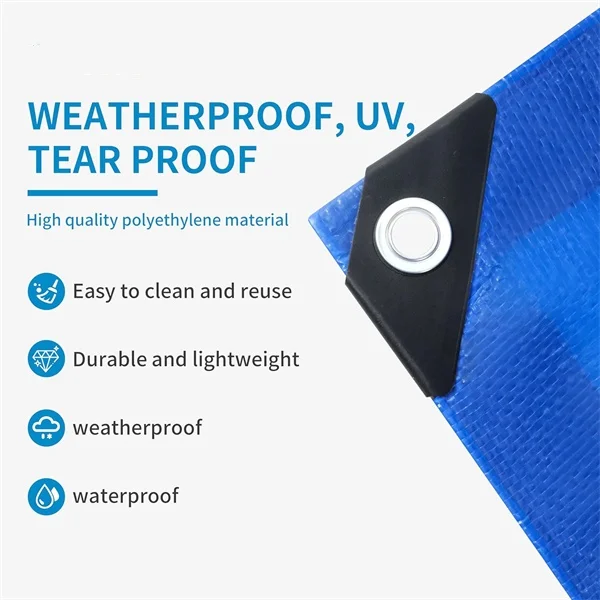 YRH Factory Heavy Duty Blue Waterproof PE Tarps Camping Truck Car Roof Snow Tarpaulin Sheet Roll Cover