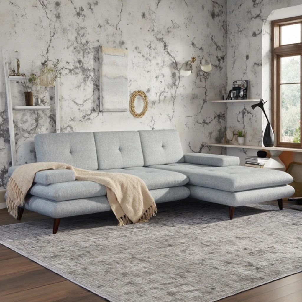 Latest design L sharp fabric sofa set