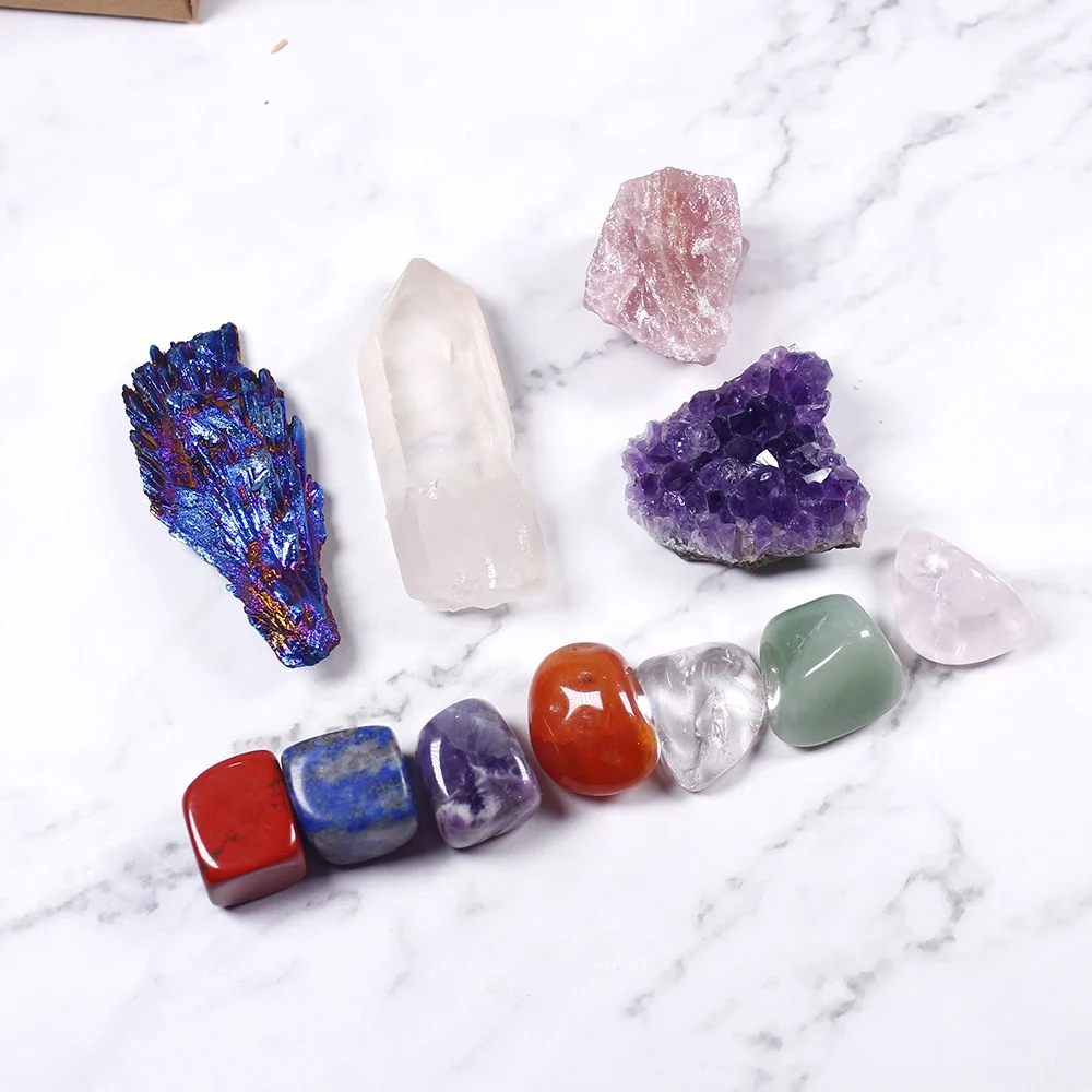 wholesale natural Mineral specimens Chakras stone Gift box crystals healing stones