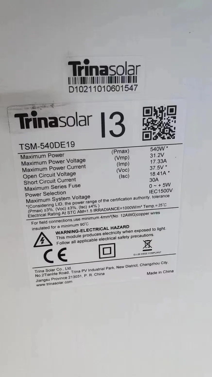 Trina solar panels trina panal solar 550w vertex 560watt solar panels Hot sale