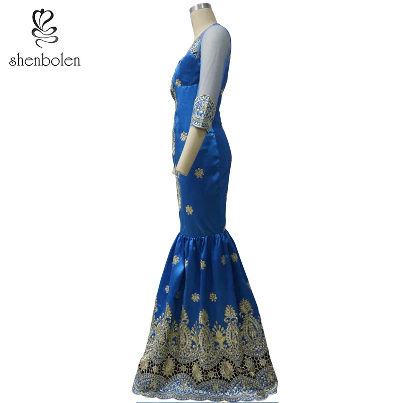 
YZ288 fashion top selling maxi mermaid ladies embroidery casual dress 