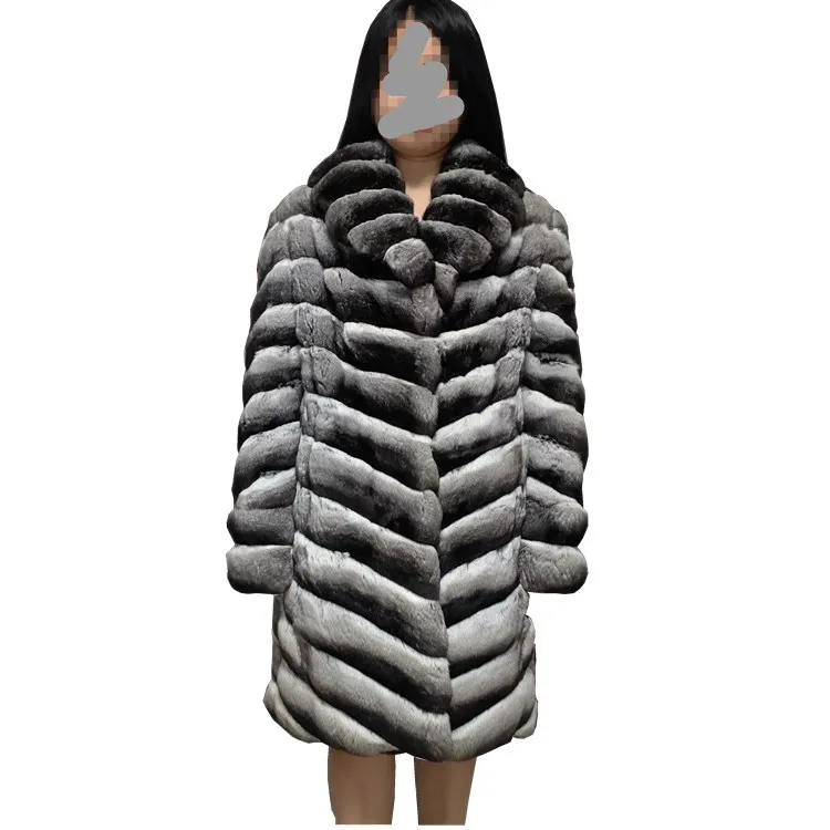 Luxury Chinchilla Fur Jacket Ladies Real Chinchilla Fur Coat man-mande fur coat