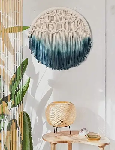 Macrame blue and white Round nature cotton wall hanging for home decors