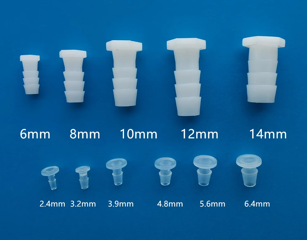 1.6 2.4 3.2 4.0 4.8 5.6 6.4 6 8 10 12 14mm Plastic soft hose stopper closure end cap Barbed tubing plug with barb
