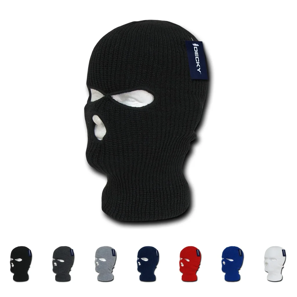 Motorcycle Windproof Full Face Knit Hats Custom SkiMask Men Warm Wool Balaclava Embroidery Winter Hats Knitted 3 Holes Ski Mask