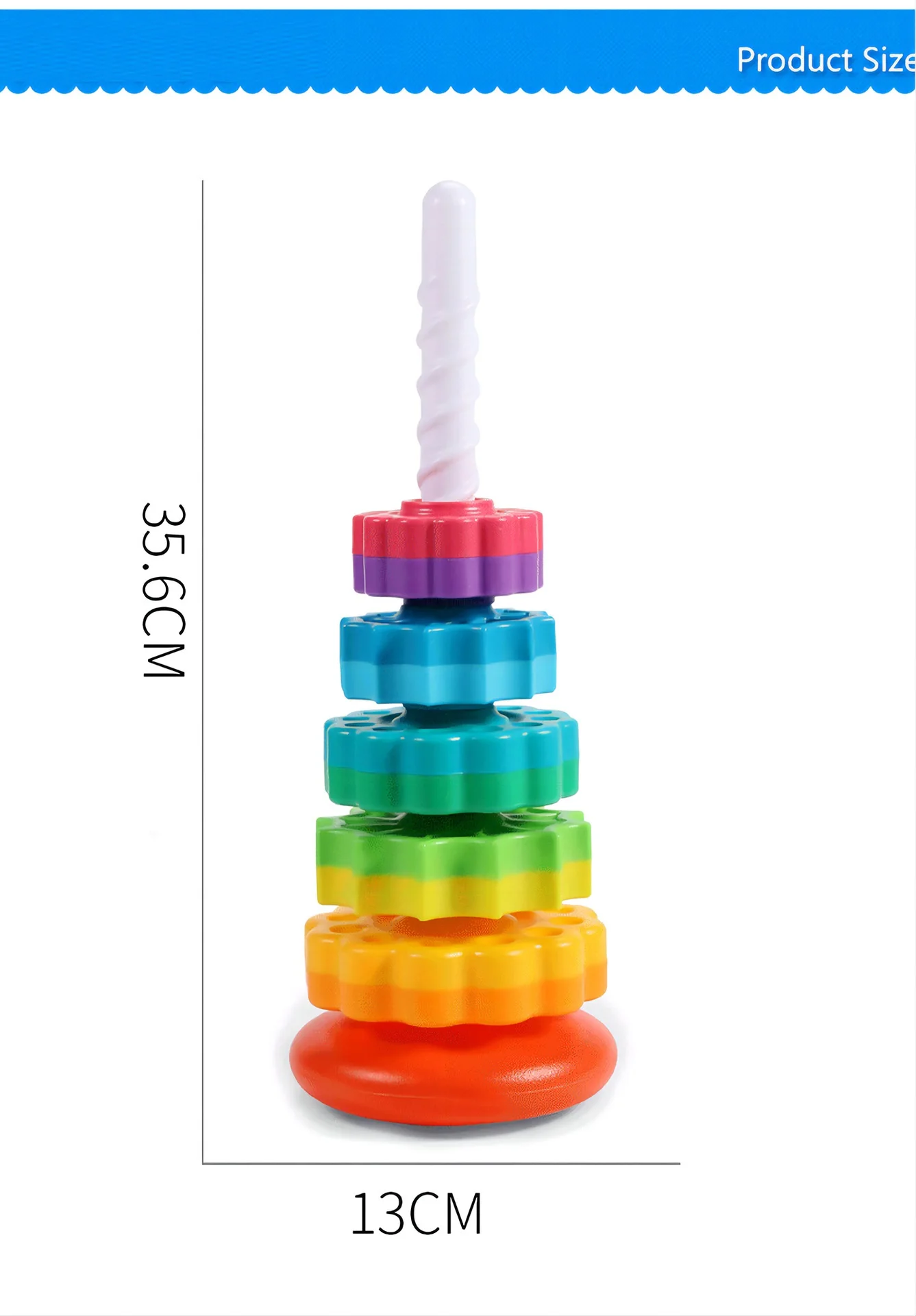 Montessori Educational Sensory Toys Kids Stacking Spinning Rainbow Gears Toy