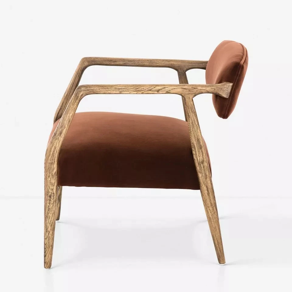 Modern Simple Velvet Luxury Accent Leather Upholstered Armchairs For dining Room Chair