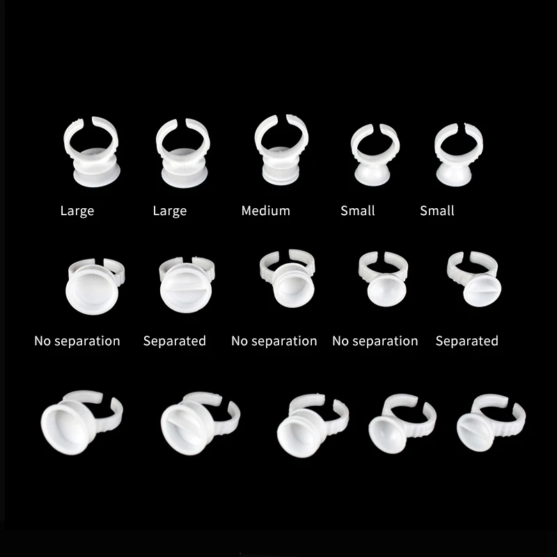 Wholesale Cheap White Plastic Glue Ring Various Size and Styles Lash Glue Ring Custom Package Glue Ring for Eyelash Extension