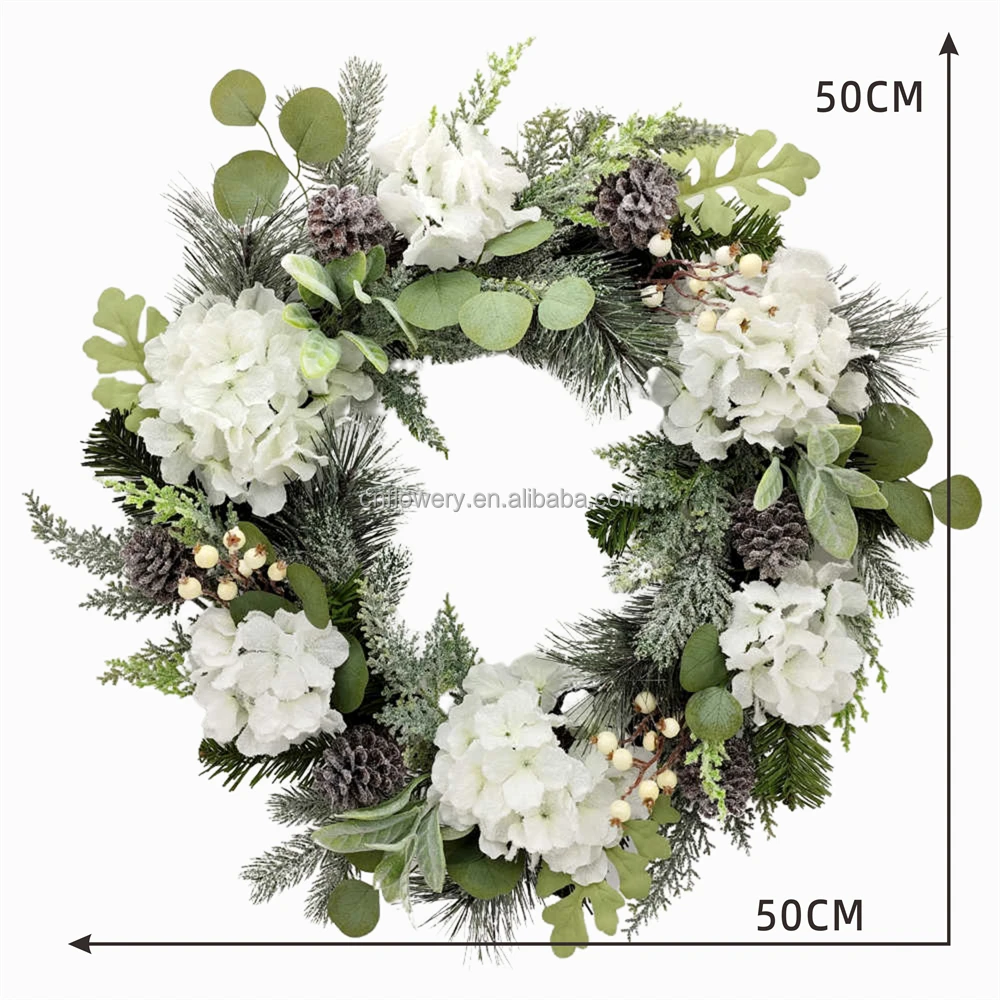 CNF 50cm Artificial Christmas Wreath Christmas Decor Wreath for Home Wall Decor Christmas Wreath Garland