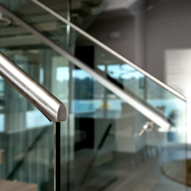 VIKO Side Mount Stainless Steel Standoff Glass Railing For Terrace