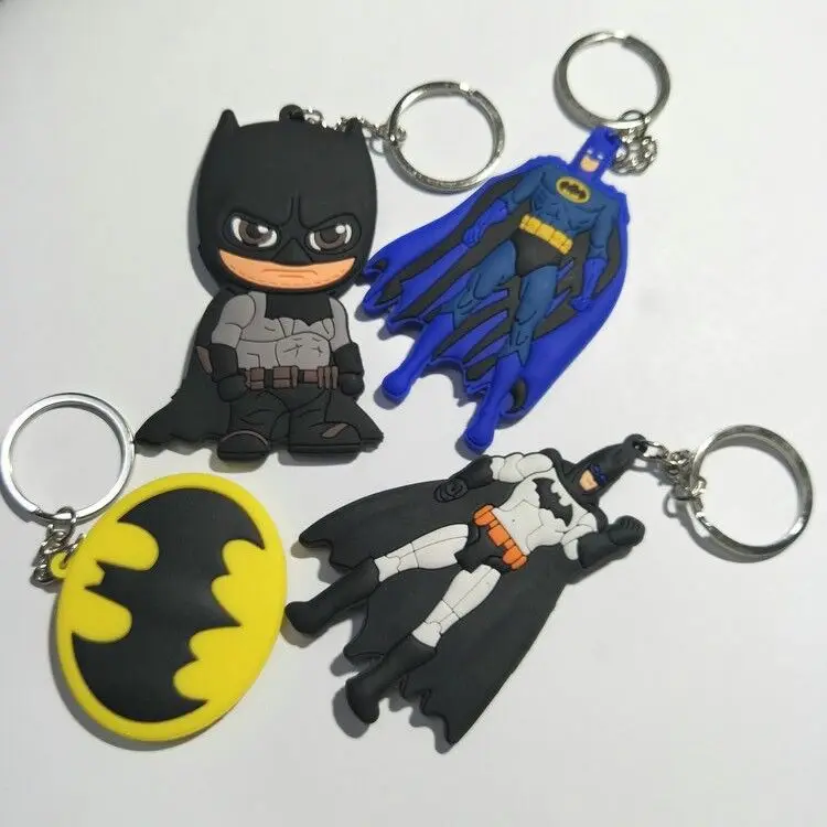Wholesale Custom Marvel Superhero Keyring Charm Pendant Bat Spider Iron Man Hulk Captain Venom Thanos Rubber keychain