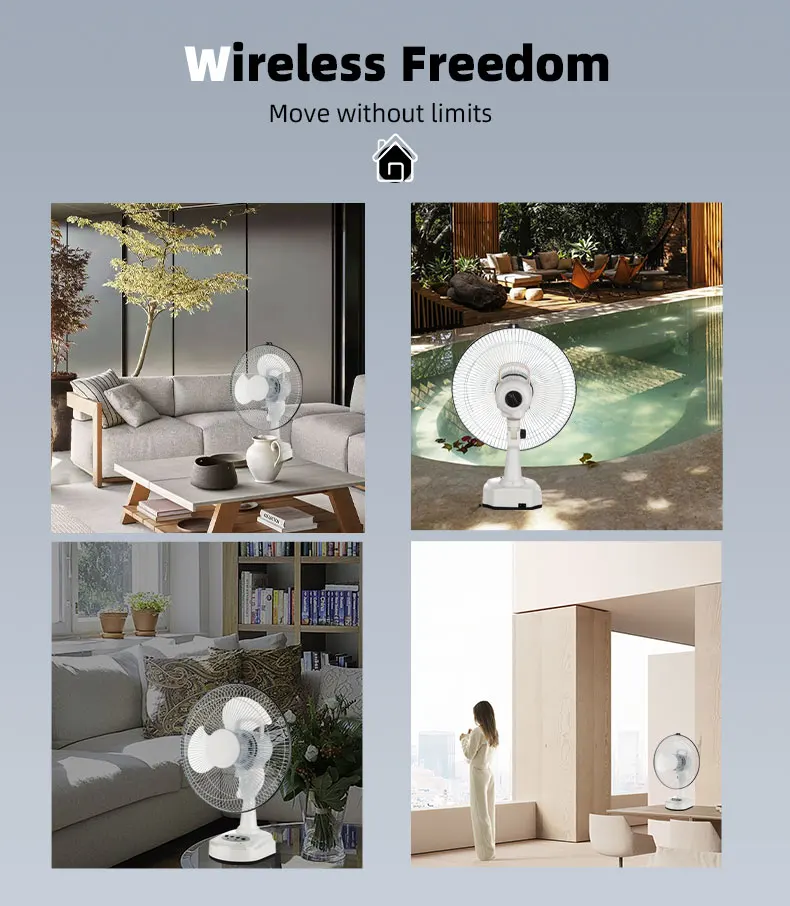 Hot selling 12 inch AC DC electric 4500mAh  Rechargeable solar Table Fan oscillating desk fan with LED night light for Office