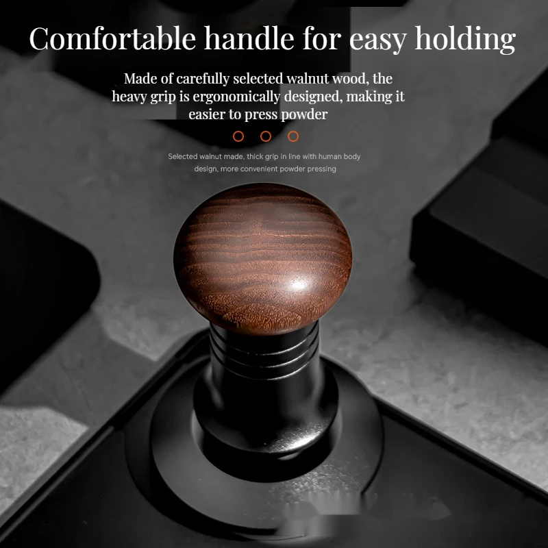 High Quality 58mm Barista Coffee Tamper Set with Solid Wood Handle and Stainless Steel Ripple Base for Kitchen or Cafe Use