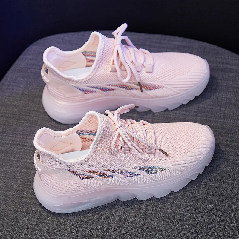 Woven Shoes Women Sneakers Sports Canvas Sneakers Comfortable Walking Style Shoes Stock Colorful Sole Jelly Shoes
