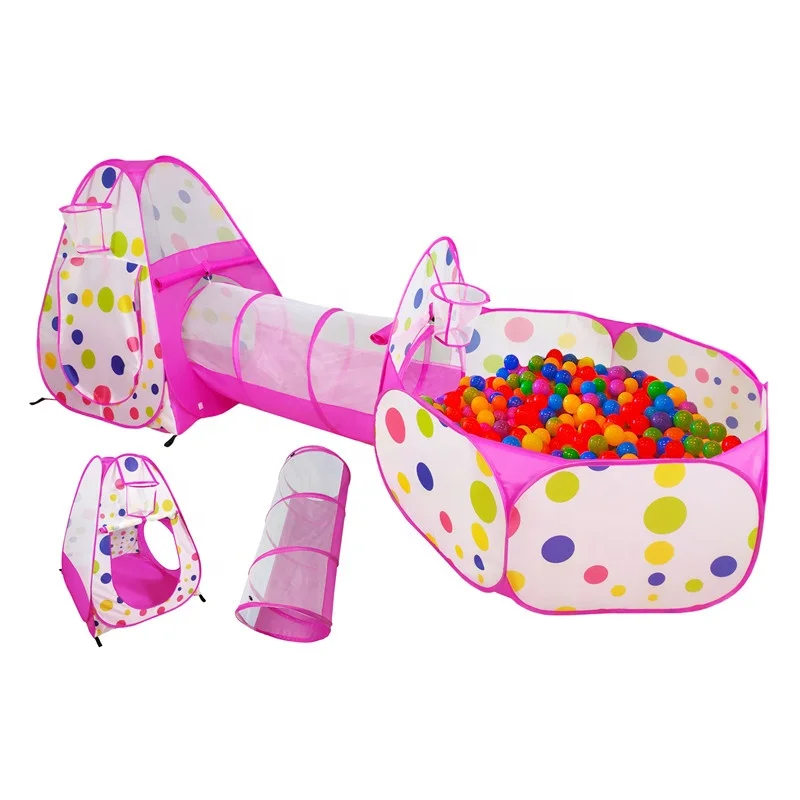 Easy set up kids indoor and outdoor play house and ball pool 3pcs set game pop up children play toy tent