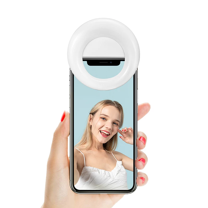 Portable USB rechargeable universal influencer selfie fill light camera clip photography video selfie led mini phone ring light