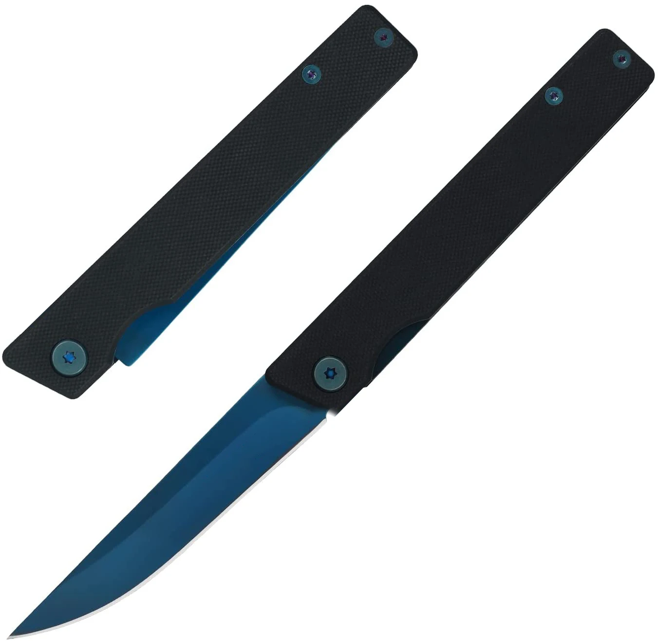 Pocket Knives Blue Titanium Coating 8CR Blade G10 Handle Survival Camping Folding Knife couteau pliant