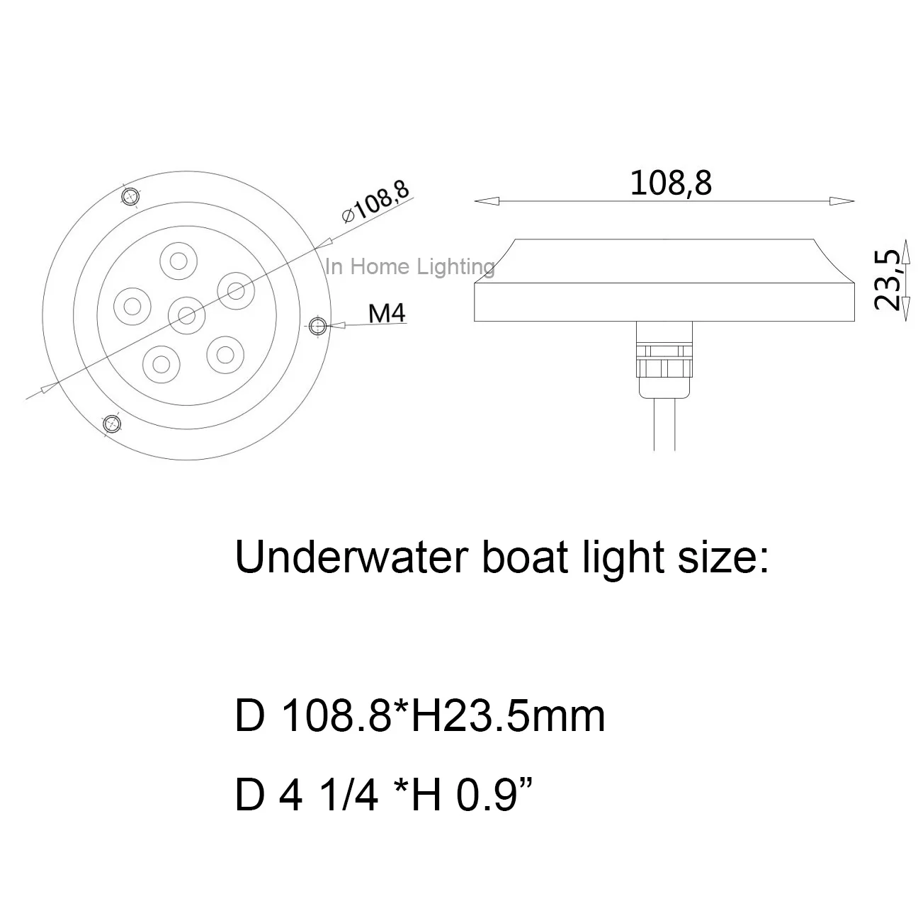 Blue 6-LED 36W  Underwater Boat Marine Transom Lights 316 Stainless Steel Pontoon Lights