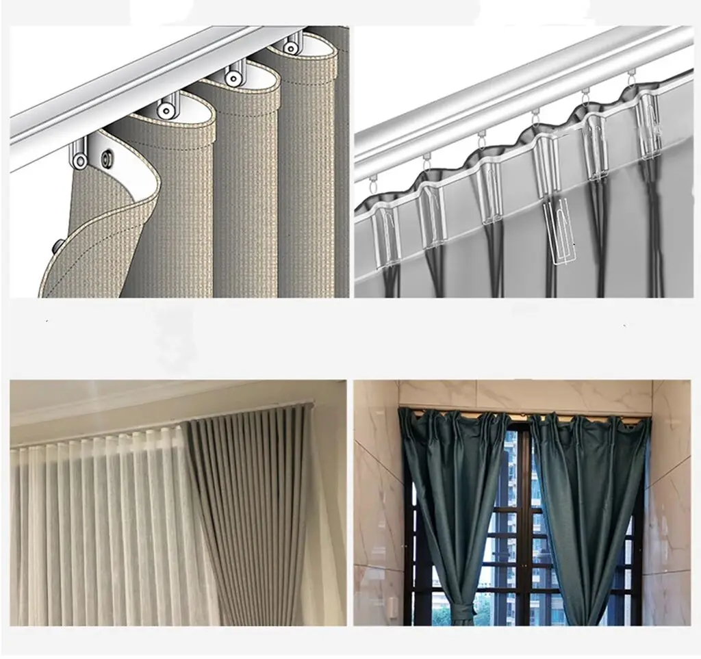 Office Building Wave Curved Electric Curtain Track Overlap Curtain Track Accessories Serpentine Accessories Metal Single Modern