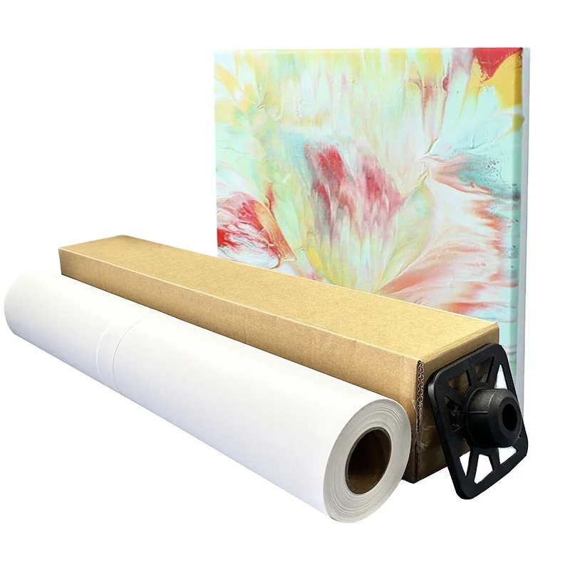 Manufacturer Ecosolvent matte canvas roll for inkjet printing 250gsm to 380gsm polyester material Cotton Linen Canvas