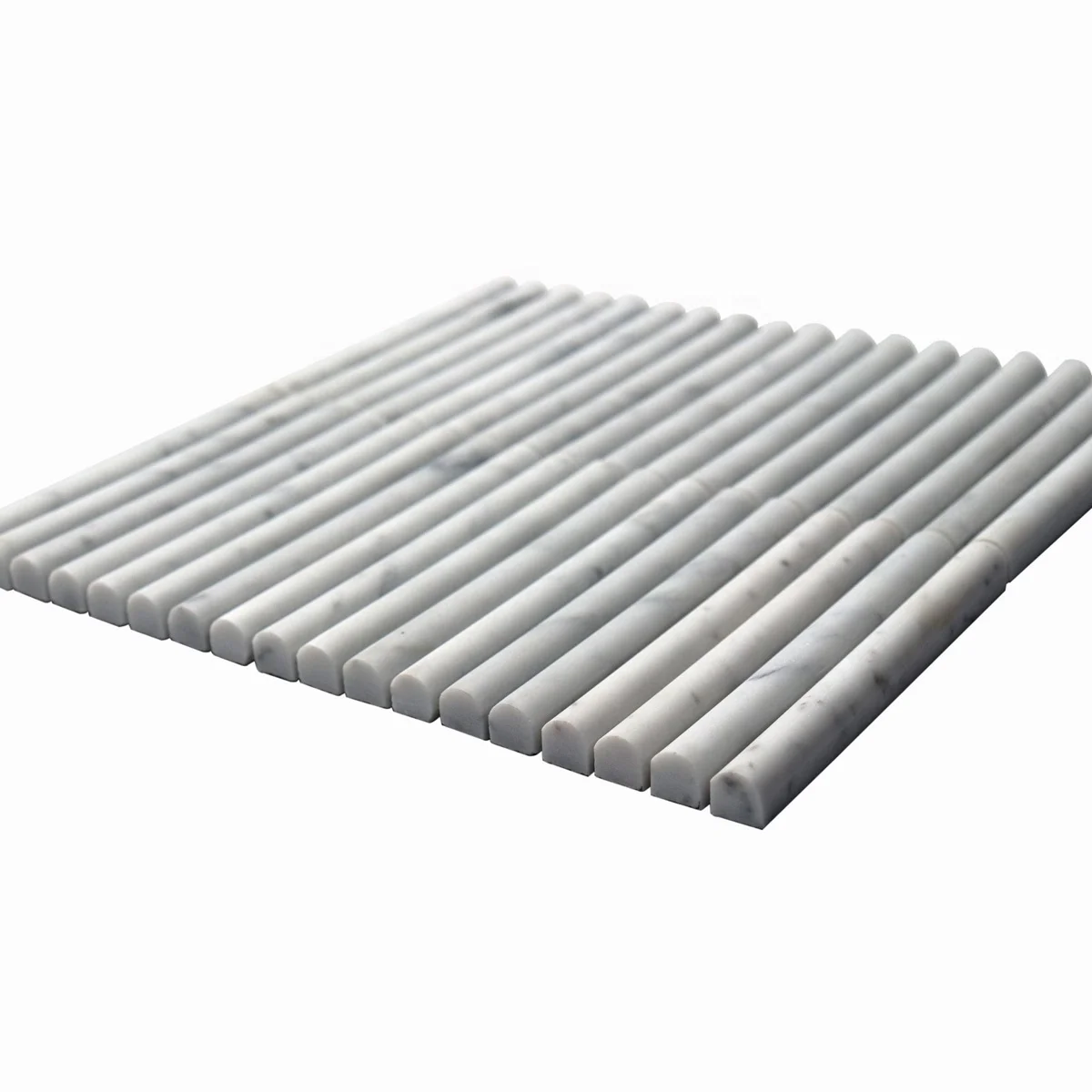 Honed Italy Carrara White Curve Fluted Marble Column Tiles Wall Facade Panel Pencil